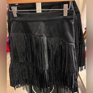 Alya Black Fringe Mini Skirt
